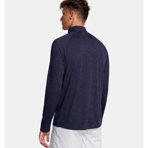 NWT Under Armour Men's UA Tech Textured ½ Zip in Midnight Navy size XL - Picture 2 of 6